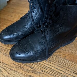 Hugo Boss Black Leather Lace-Up Boots